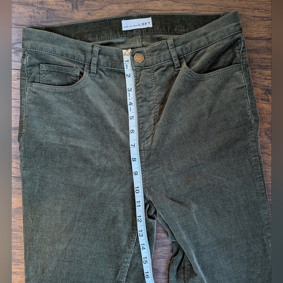Set of Two Loft Skinny Tapered Leg Corduroy Pants; Brown and Olive - Sz. 28 - Picture 13 of 15